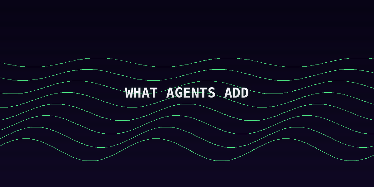 Wave-style art for what AI agents add over Zapier