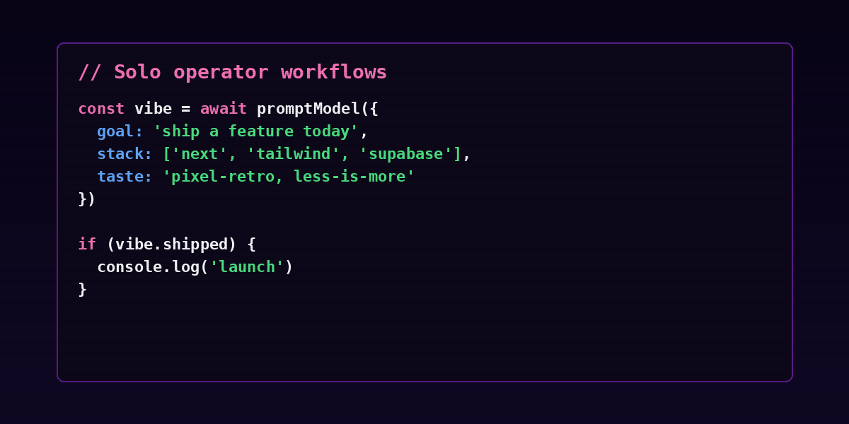 Solo operator workflows section